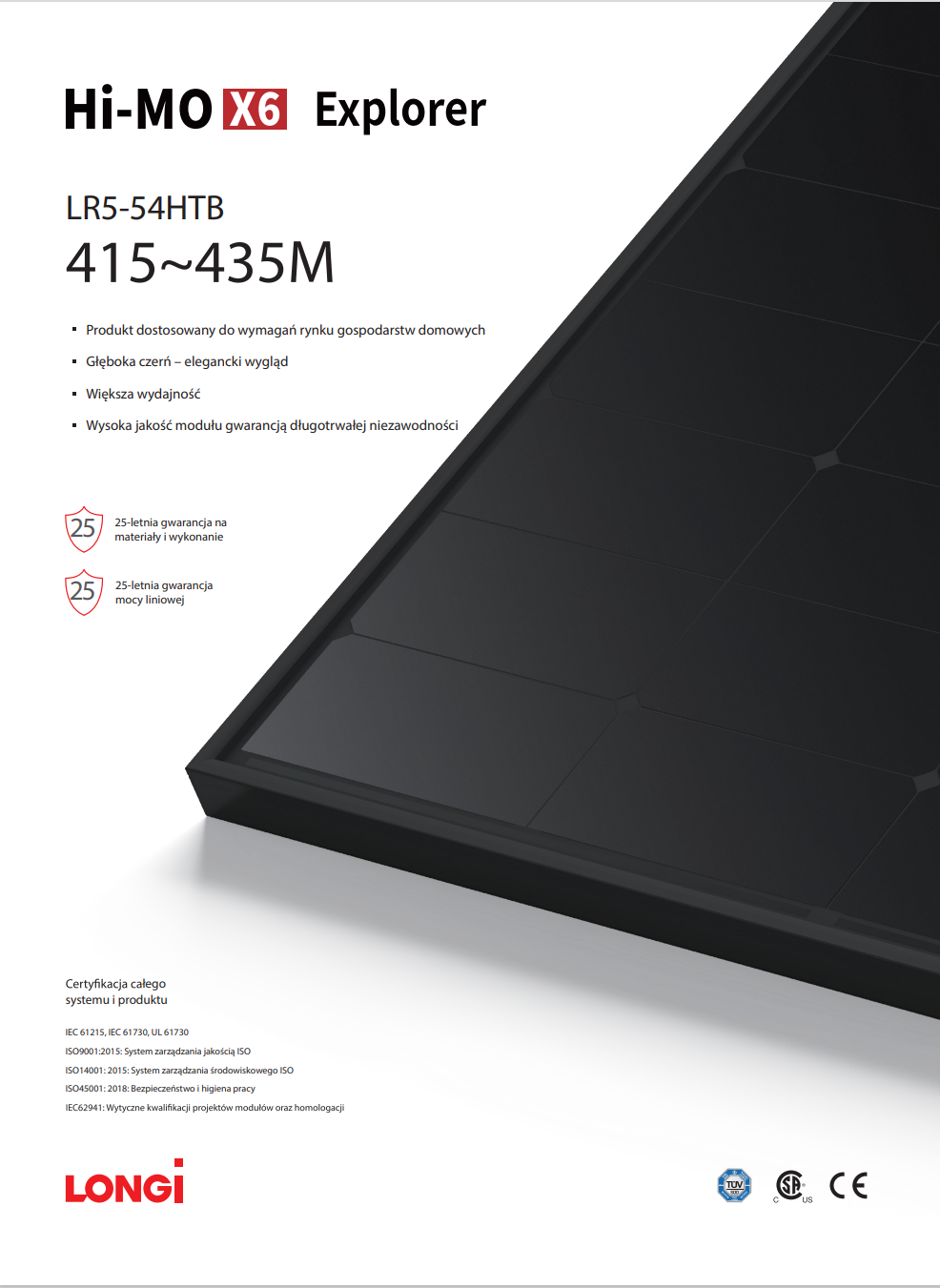 Panel Fotowoltaiczny Longi Solar 425W LR5-54HTB-425M Full Black